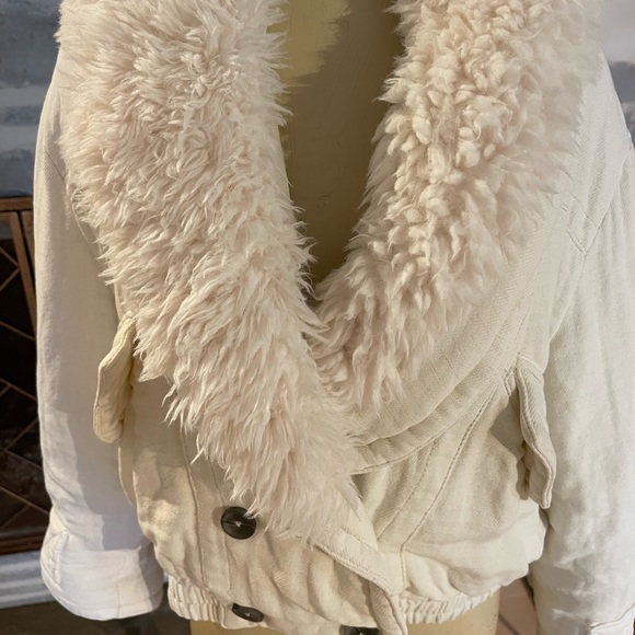 Thick ivory linen bomber jacket soft free people - Picture 2 of 10